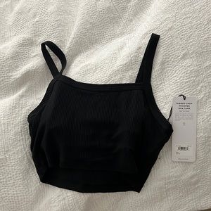 Alo Ribbed Crop Whisper Bra Tank (M, Black)